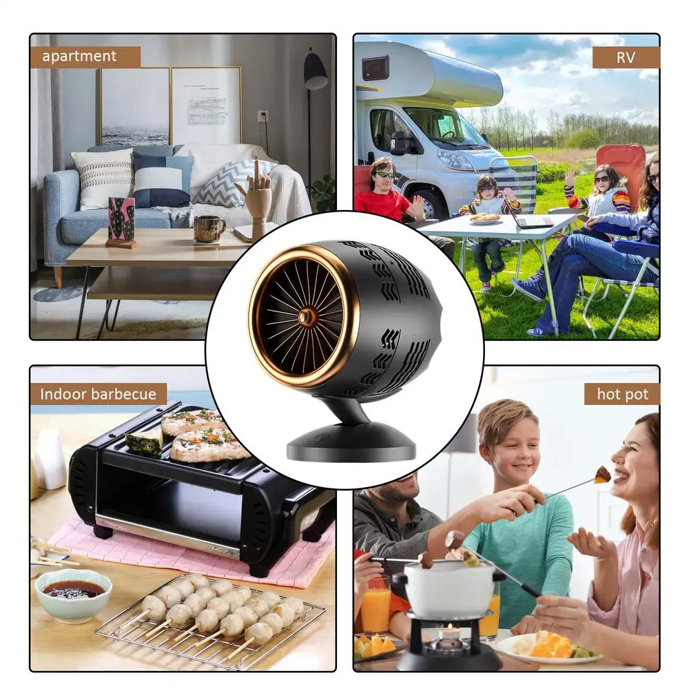 Petite hotte de bureau domestique Hotte de bureau portable rechargeable par USB avec filtre et ventilateur d'extraction de bureau à énergie éolienne élevée.