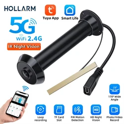 Hollarm-tuya-スマートビデオのぞき穴カメラ,ホームスマート,モーション検出,ワイヤレスビューア,IRナイトビジョン,ドアベル,スマートビューア,wifi 2.4gおよび5g,新品