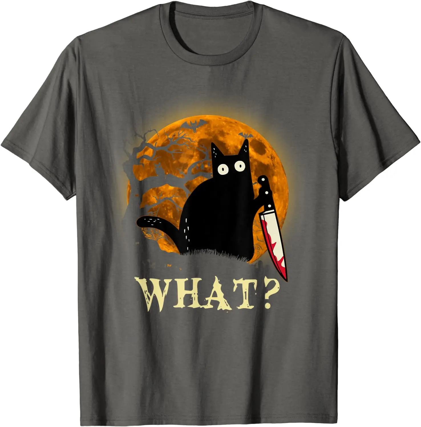 Cat What? Funny Murderous Cat With Knife Halloween Costume T-Shirt