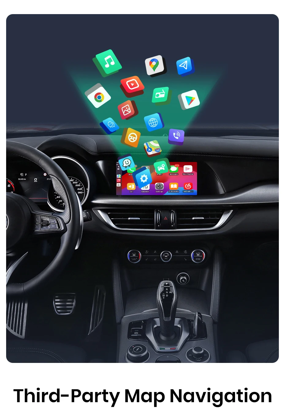 Junsun Wireless CarPlay Android Auto Interface Adapter für Alfa Romeo Stelvio Giulia 2017-2020 AirPlay Mirror Link Funktionen – Detail 5