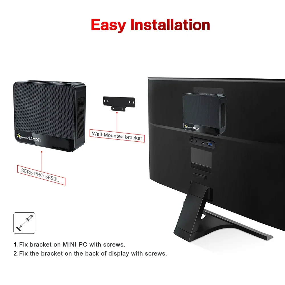 Beelink Ryzen7 AMD 5800H SER5 Max Mini PC DDR4 16GB RAM 500GB NVME SSD 5850U 1T support WiFi6 4K Triple Screen Desktop Computer