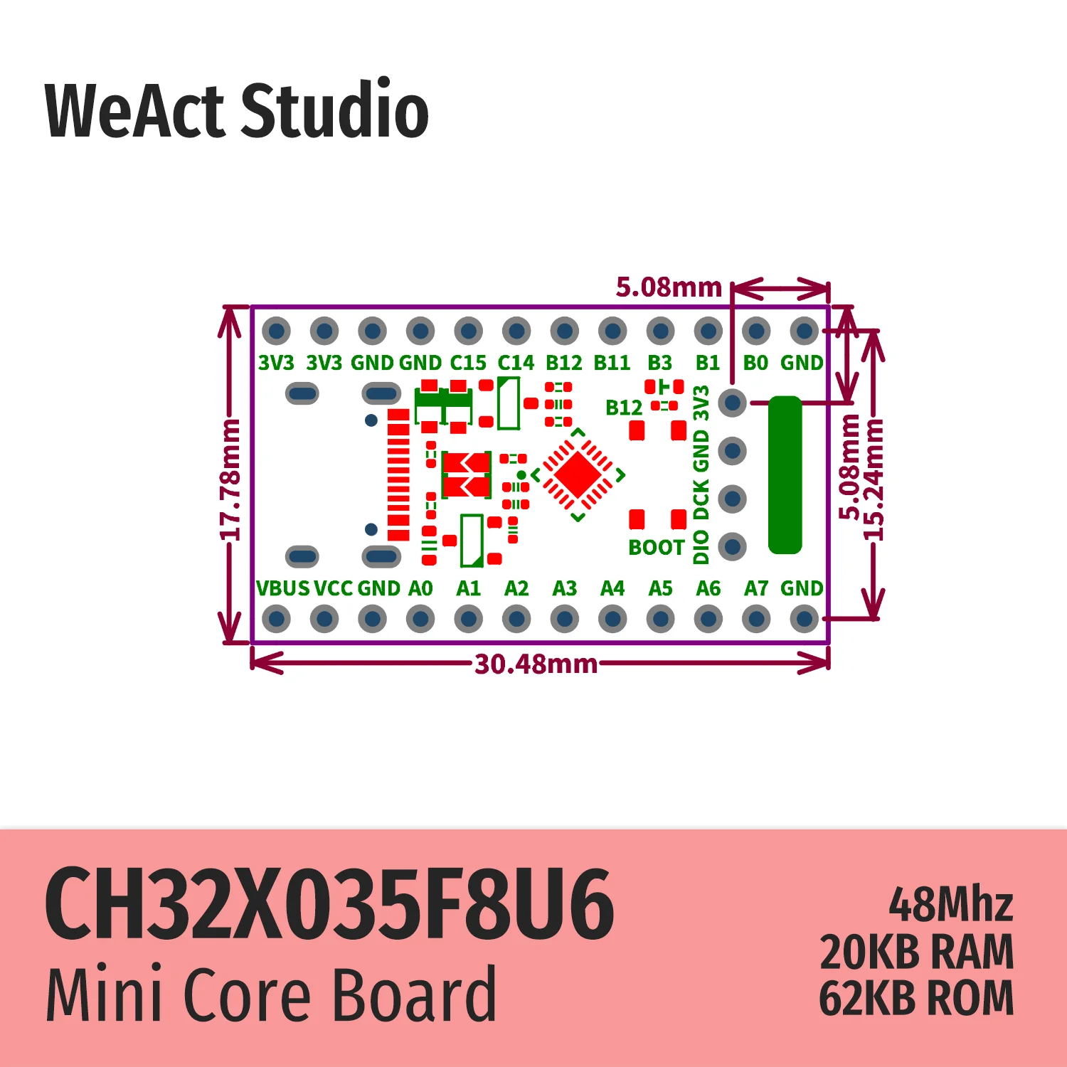 WeAct CH32X035F8U6 CH32X035F8 CH32X035 CH32 USB PD Core Board Demo Board QingKe RISC-V Core  Board