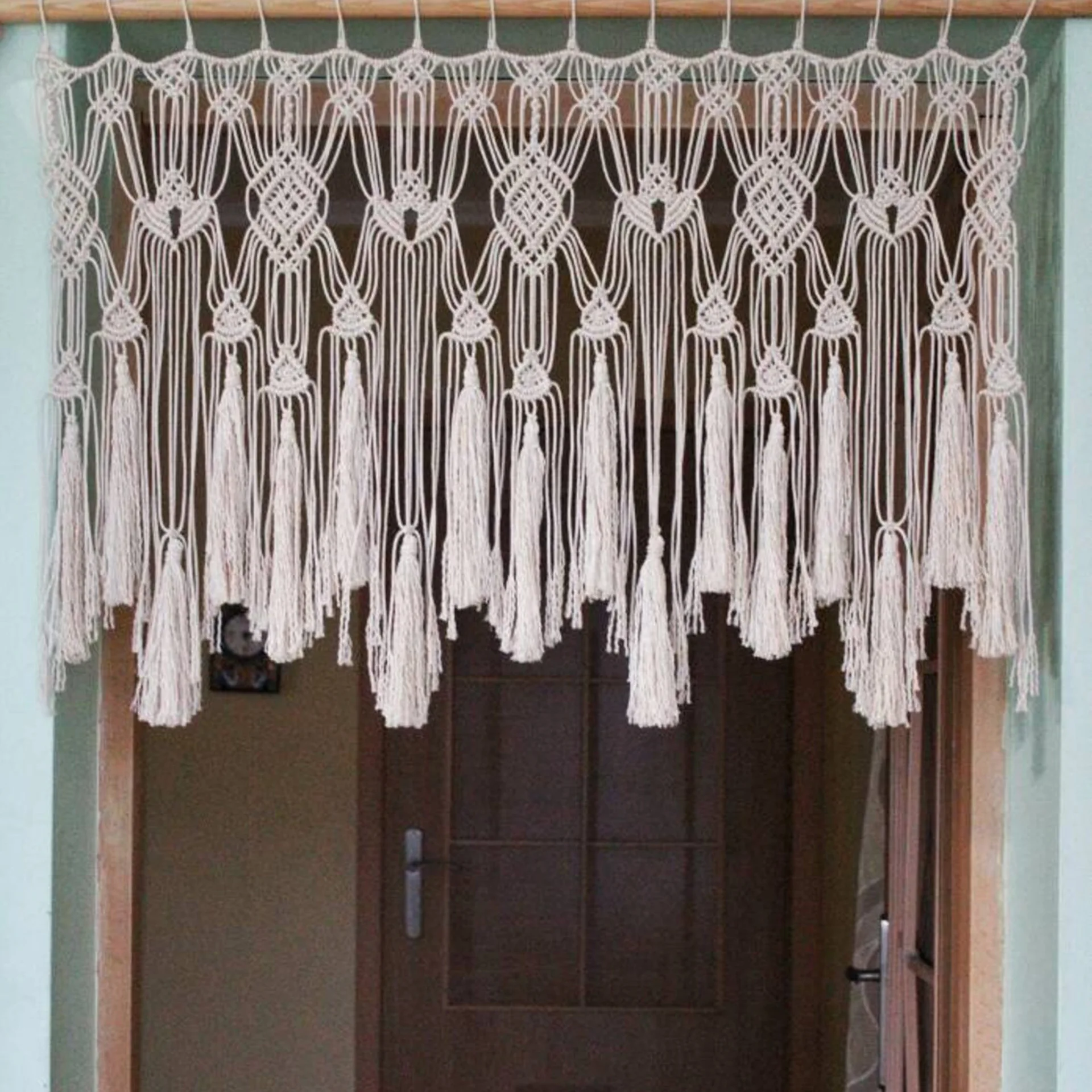 Bohemian Cotton Rope Woven Door Curtain Window Drapes Handmade Tapestry for Home and Hotel Decor Living Room Decoration Gift