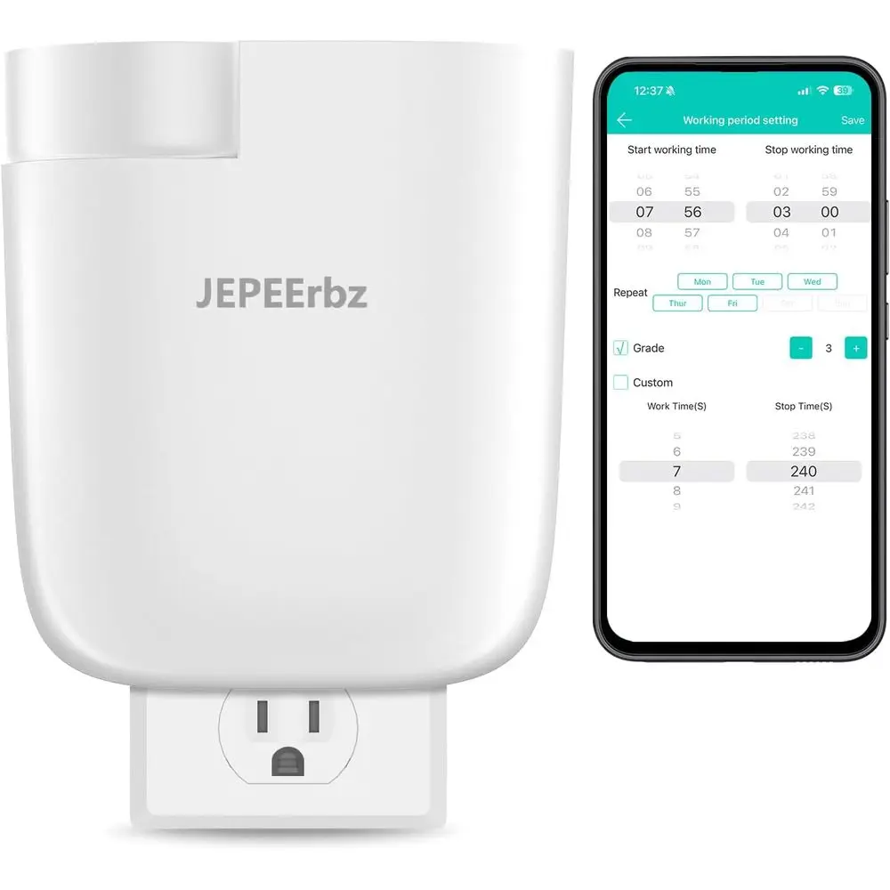 

Настенный диффузор для эфирных масел, управление через Bluetooth-приложение, охватывает площадь до 500 кв. футов, белый цвет.