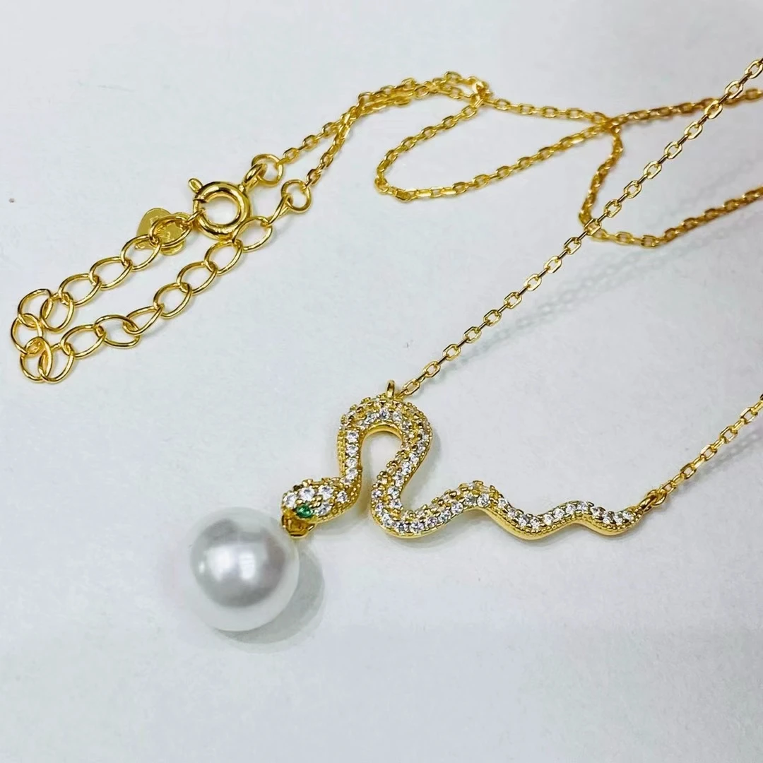 

Ожерелье из стерлингового серебра 925 пробы в форме змеи, фурнитура для ювелирных изделий, крепления, детали, крепления для жемчуга 7-10 мм, камни