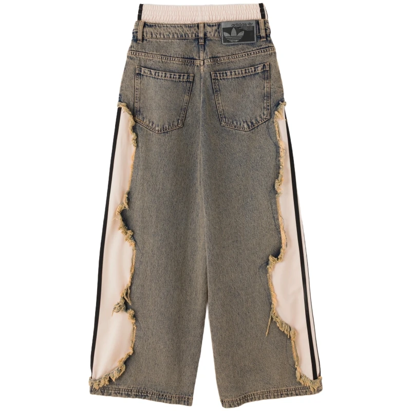 Adidas (Adidas) Trefoil Women's Korean Style Casual Pants Straight-Leg Jeans Ky5193