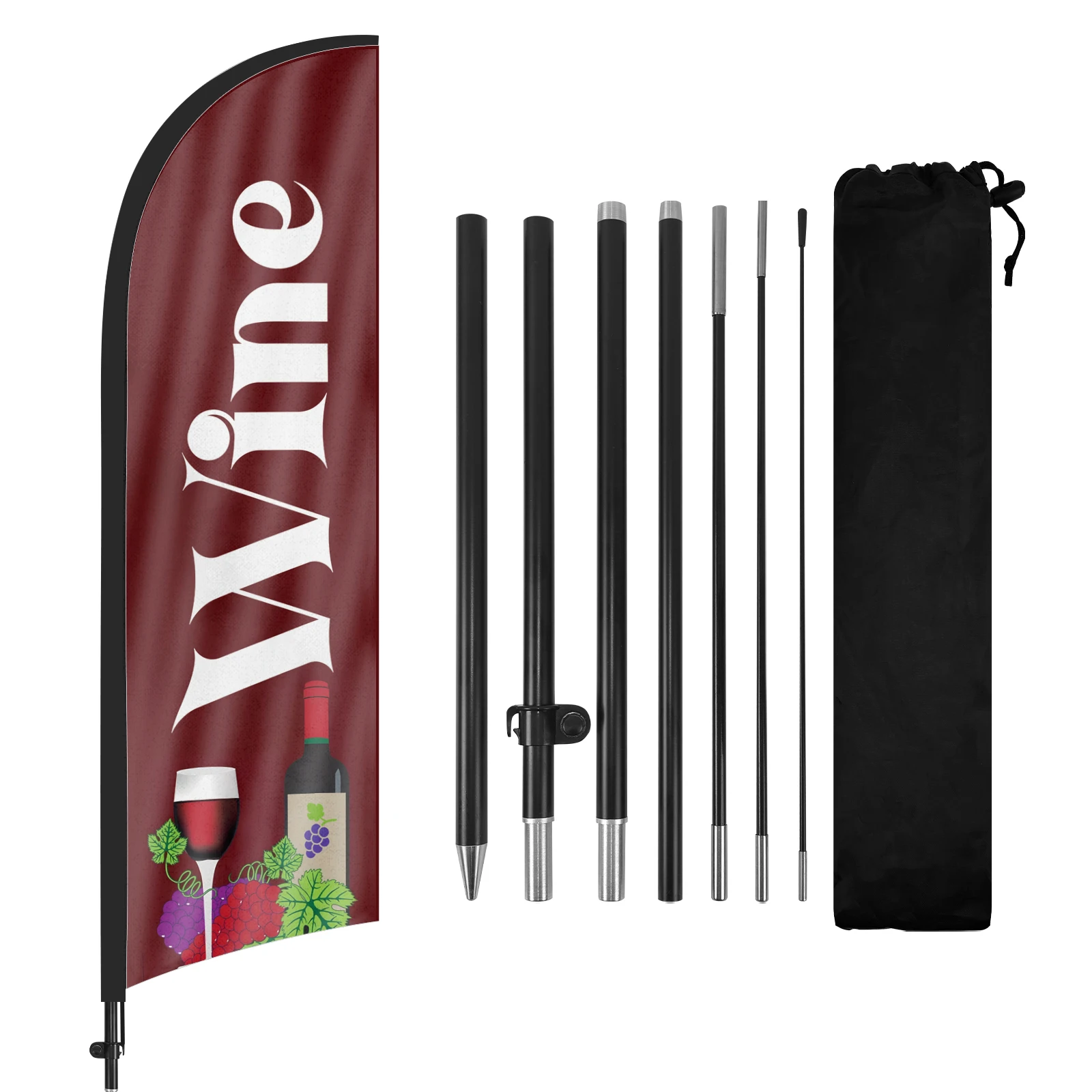 

FSFLAG-The Wine Feather Flag with Aluminum Flagpole, Advertising Outdoor Banner Decoration for Business, 280cm,1Pc(AA)