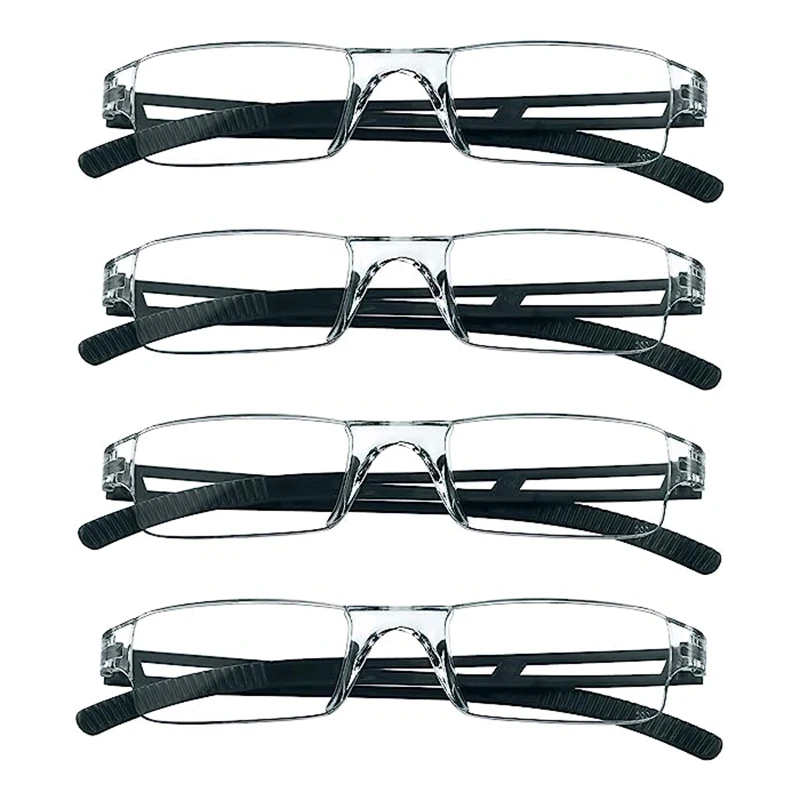 2024 New Men Women Rimless Reading Glasses Anti Blue Light Bifocal Far Near Magnification Eyewear Presbyopic Glasses +100~+400