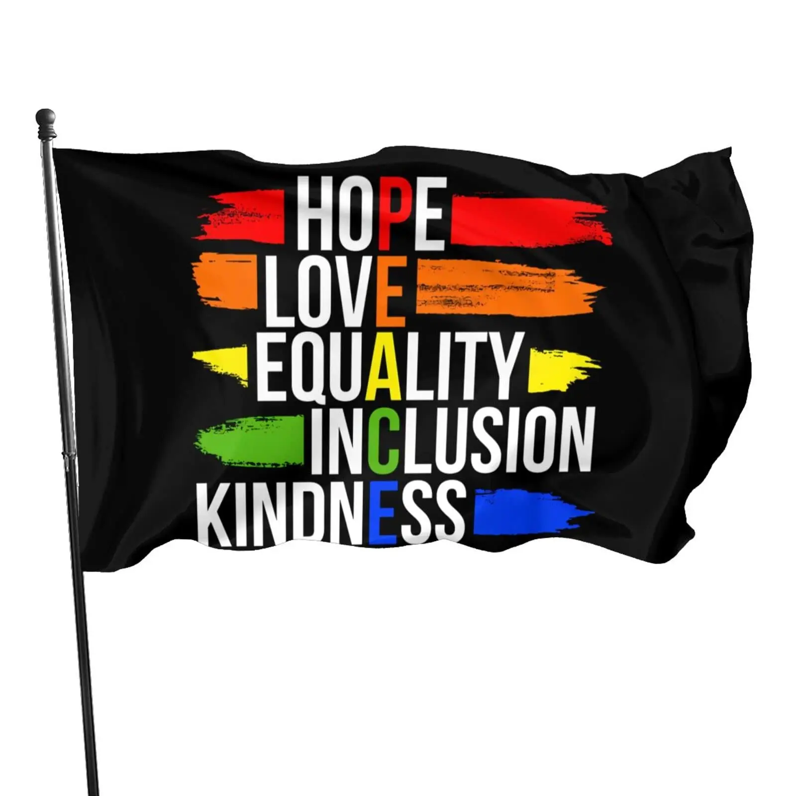 Flagnshow 100% Polyester Kindness Peace Equality Love Inclusion Hope Diversity Flag