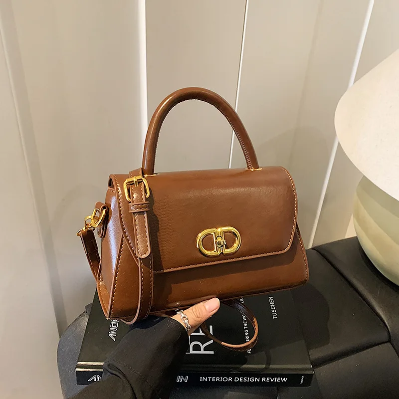 

Винтажная квадратная сумка с верхней ручкой, женская минималистичная пригородная сумка, шикарная сумка через плечо «день-ночь», повседневная сумка-слинг, кожа