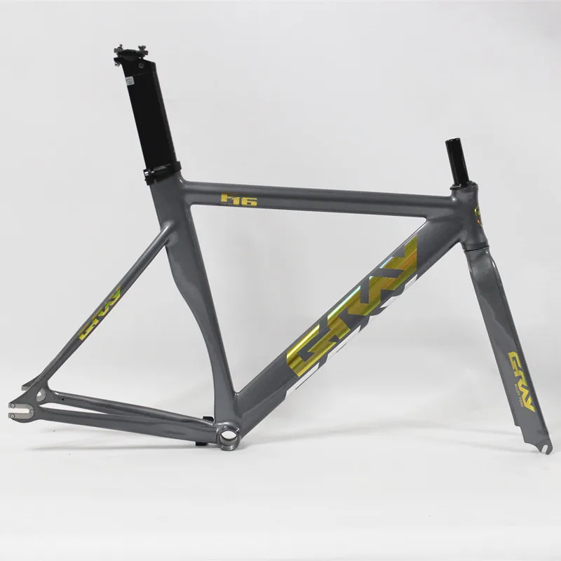 GRAY F16 Frameset 700C Aluminum Fixed Gear Frame and Fork Track Fixie Bike 48CM 52CM Single Speed Bicycle Muscle Sensation Parts