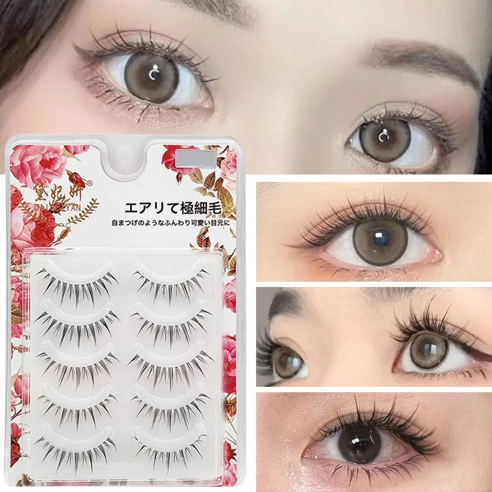 Neue 5 Paare koreanischen Stil falsche Wimpern 3d transparente natürliche Wimpern Wimpern Stiel Auge Manga Make-up liefert Großhandel i6w6