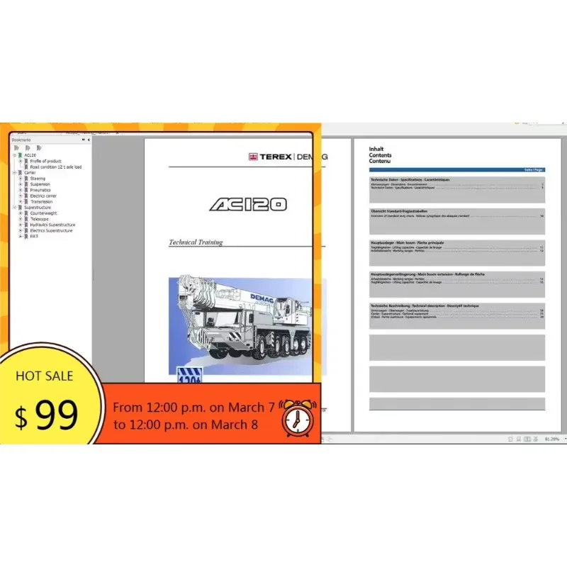 AutoEPC Terex Demag Mobile & Crawler Crane Part Manual, Operator & Maintenance Manual, Service Manual DVD
