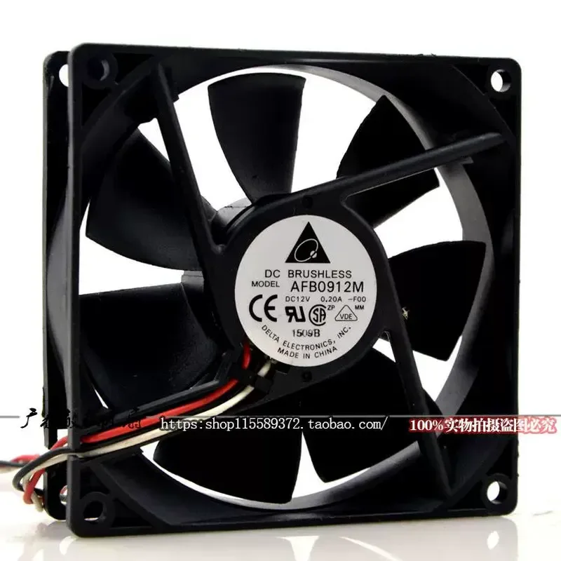 Delta AFB0912M 12V 0.20A 90mm 3-Wire Silent Chassis Power Supply Cooling Fan for Computer Server Cabinet