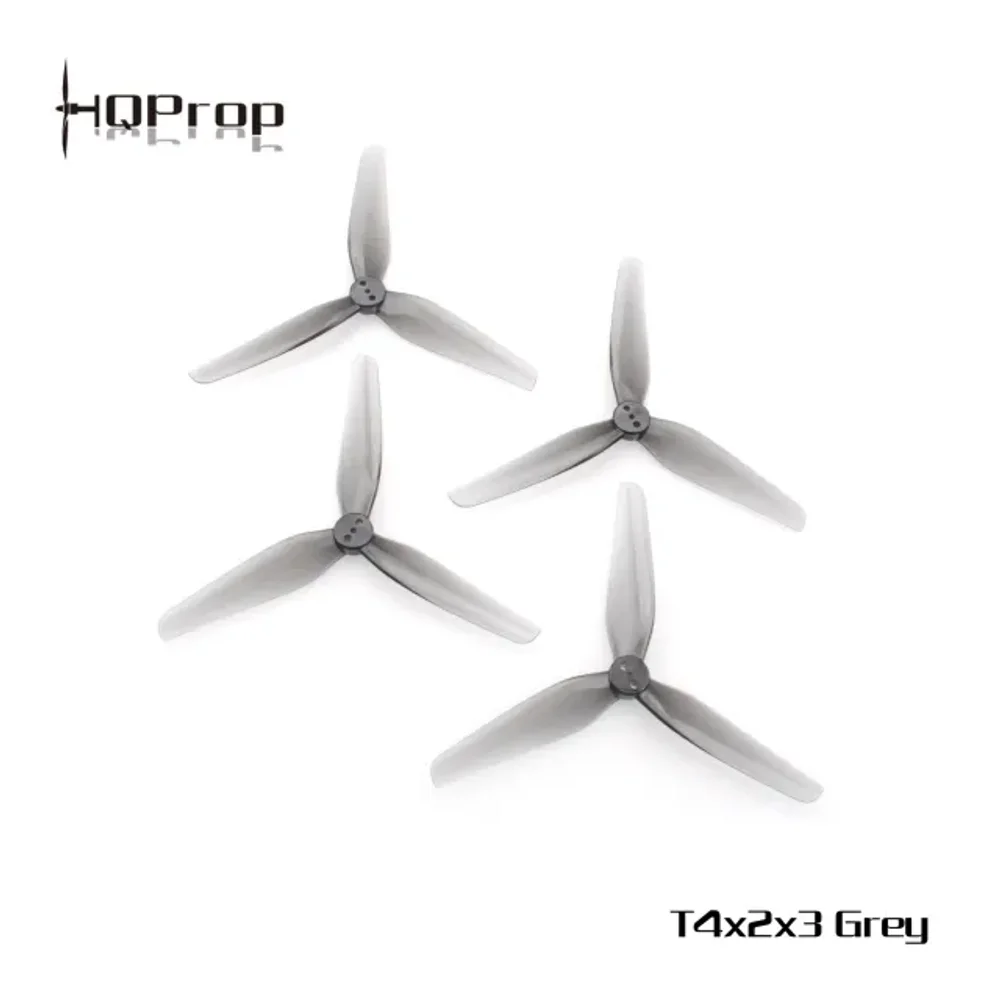 HQProp-hélice de policarbonato, 16 piezas/8 pares, T4X2X3, gris CW CCW, 4 pulgadas, 3 cuchillas, compatible con FlyFishRC FPV Frame