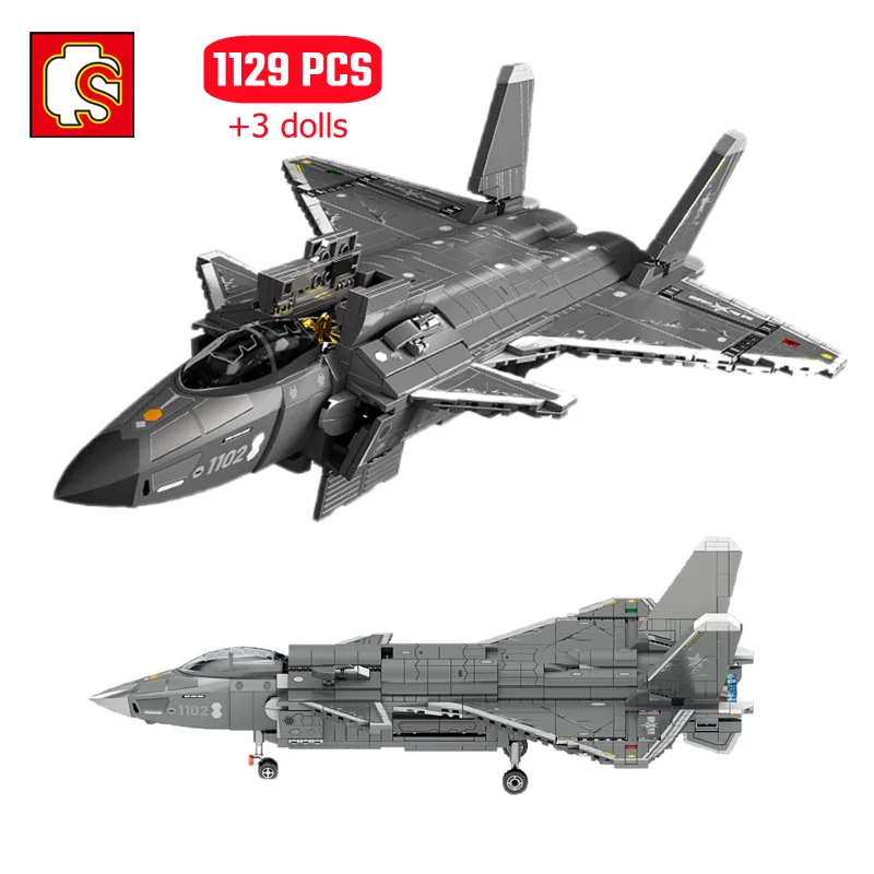 

SEMBO 1129pcs Vertical Takeoff And Landing Aircraft Model Building Blocks MOC Military Warplanes Fighter Bricks Toys Boys Gifts