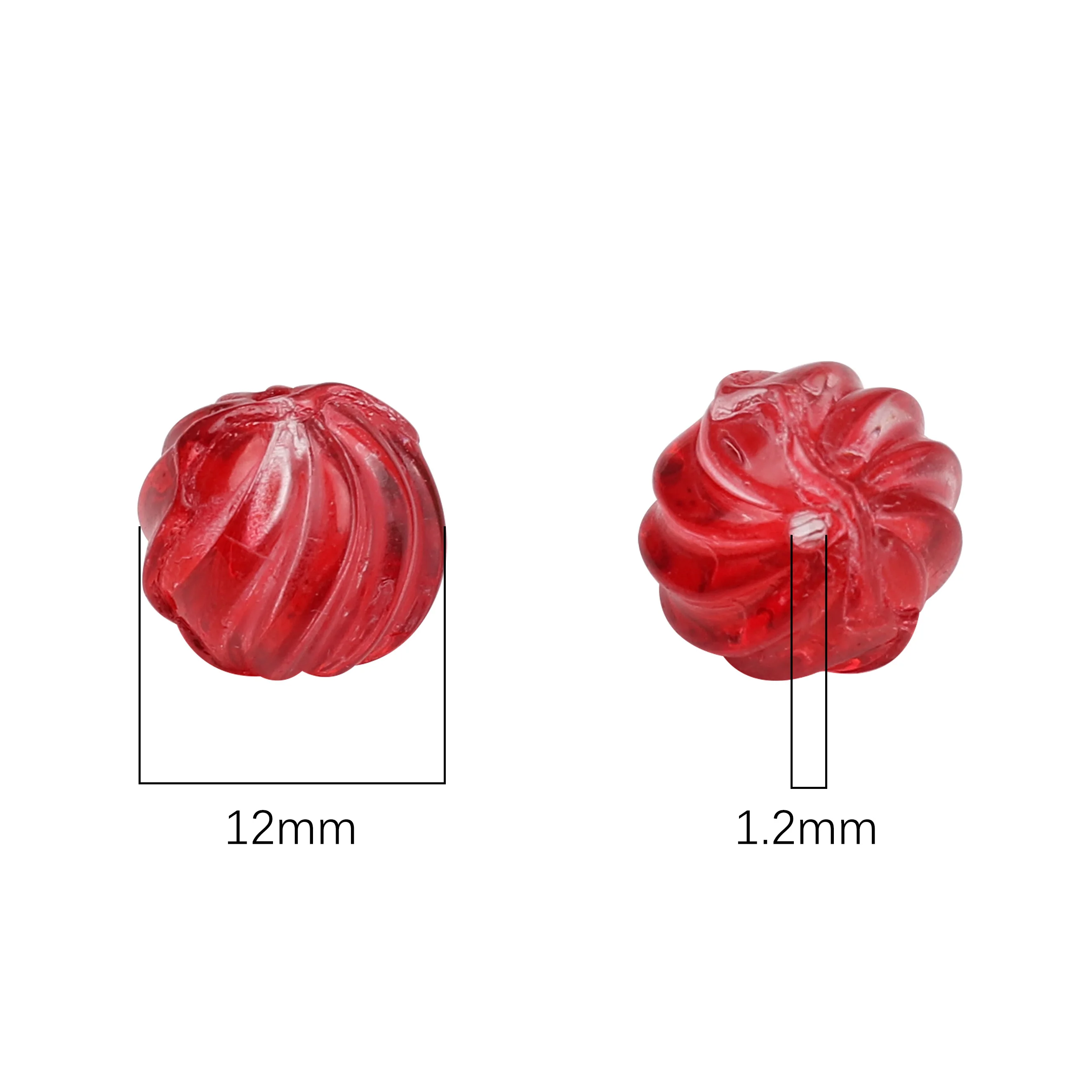 

12mm 5Pcs Transparent Ribbed Glass Loose Spacer Beads For DIY Handmade Jewelry Making Bracelets Necklaces Earring Accessories