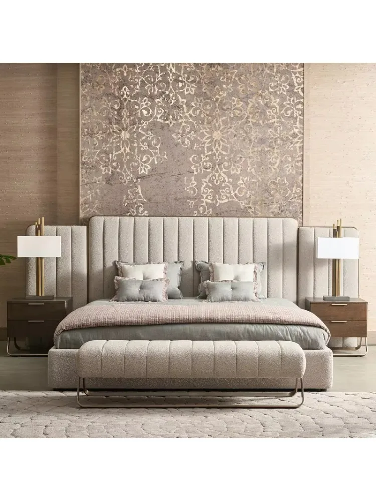 Deluxe King Bed, Wooden Frame Bed Hotel Modern Apartment Furniture/Bedroom High Quality Soft Comfortable Bed