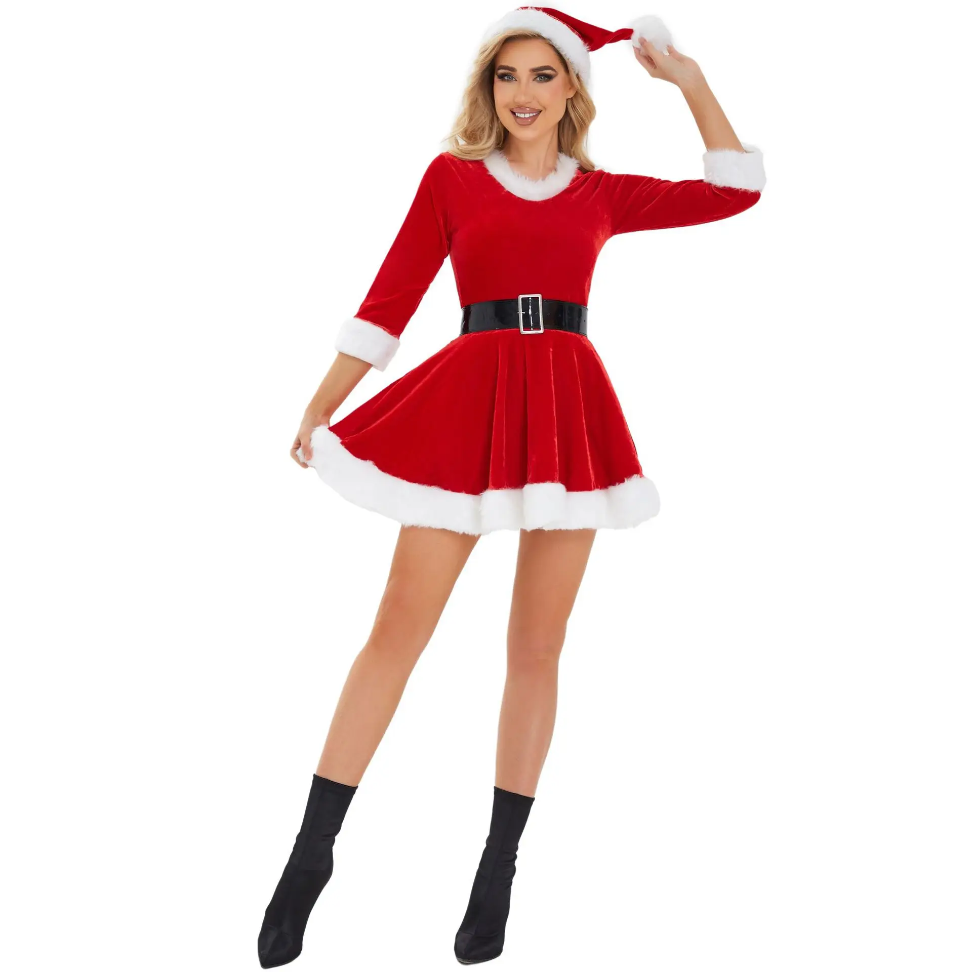 Fashion Miss Santa Claus Suit S-XXL Adult Women Christmas Fancy Party Dress Sexy Outfits Santa Sweetie Cosplay Costumes