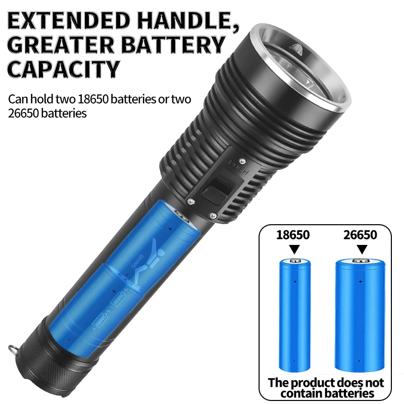 Powerful LED Flashlight 18650/26650 Torch With Side Light 7 Modes Camping Fishing Lantern USB Rechargeable Zoom Lamp