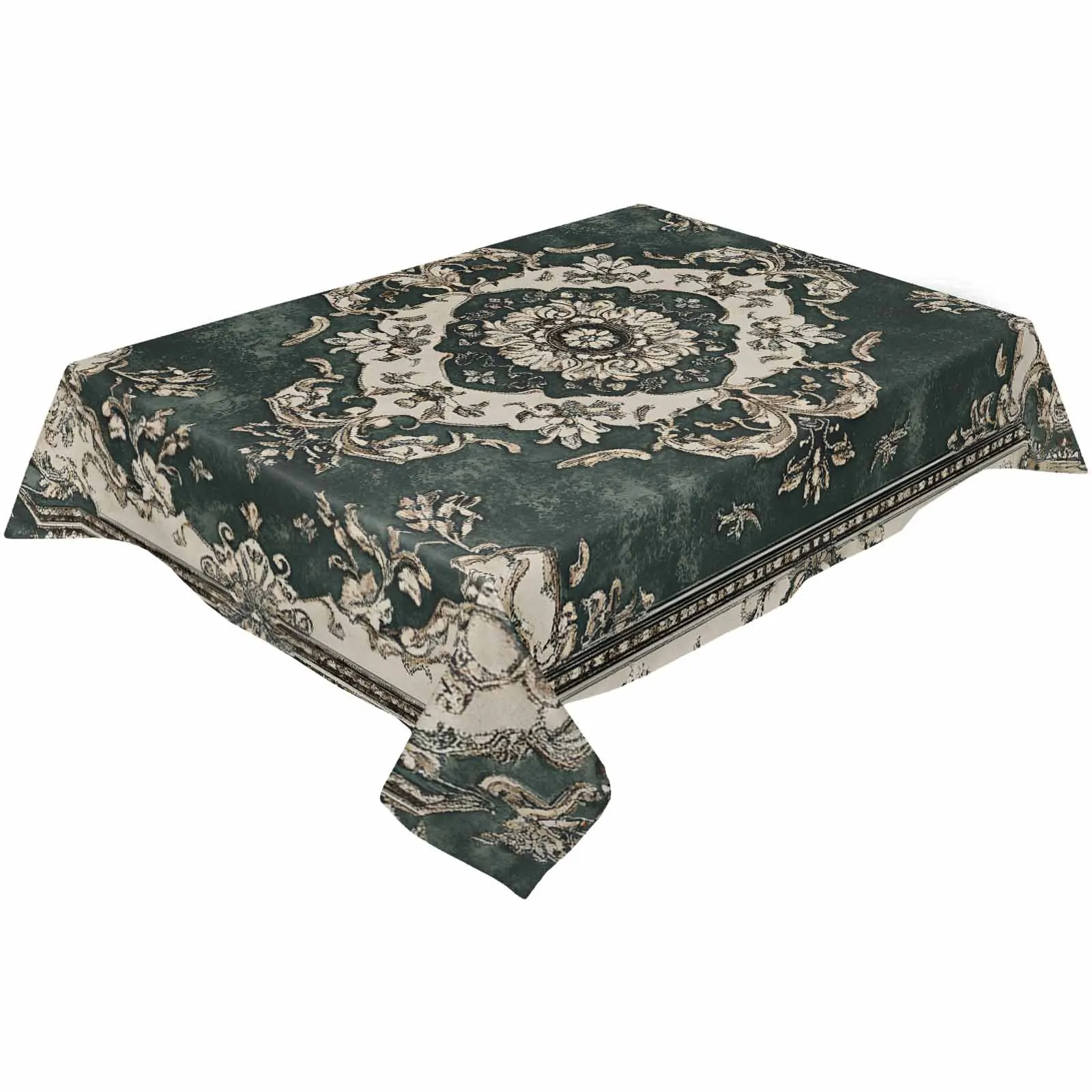 Geometric Ethnic Oriental Retro Mottled Tablecloth Waterproof Dining Table Rectangular Round Table Cover Home Kitchen Decoration