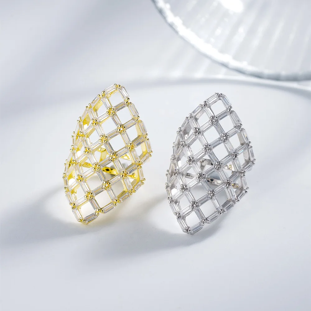 Groothandel holle patroon volledige diamanten overdrijving ring vrouwen fijne Europese Amerikaanse sieraden