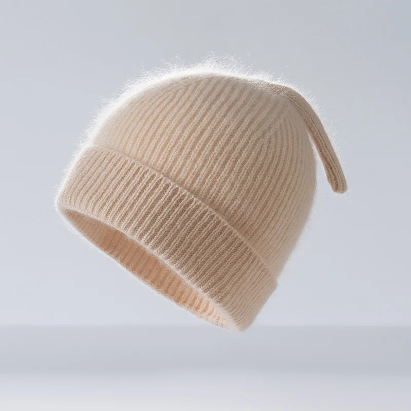 

Unisex Pure Cashmere Antenna Baby Children's Knitted Hats Winter Outdoor Cute Candy-Colored Beanie Caps For Boys/Girls