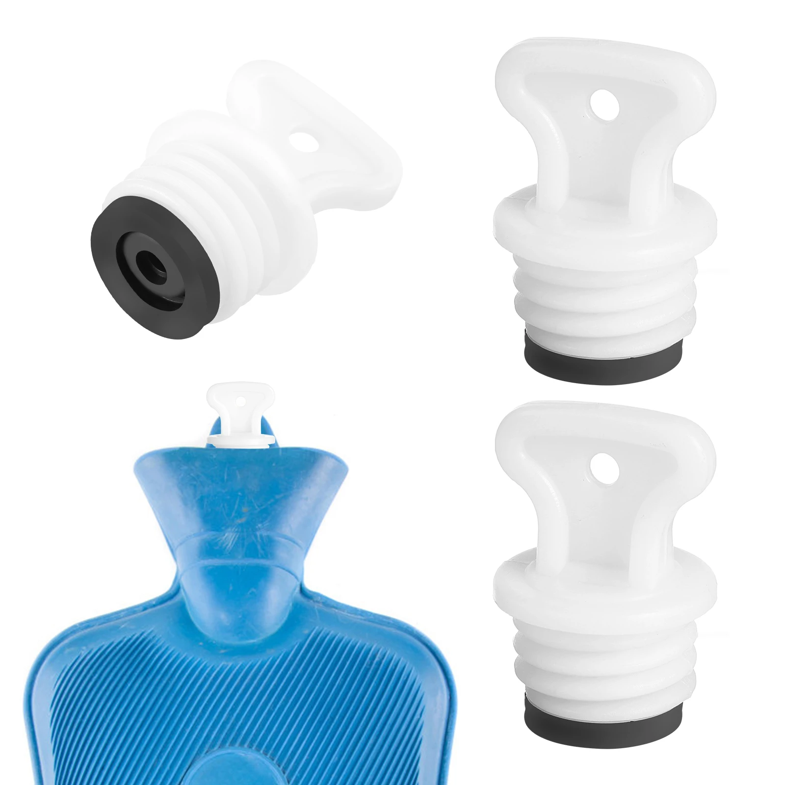 

2pcs Hot Water Bags Stopper 1.8cm Thread Screw On Plugs Reusable Rubber Leakproof Seal Plug for Home Kitchen Dining Room