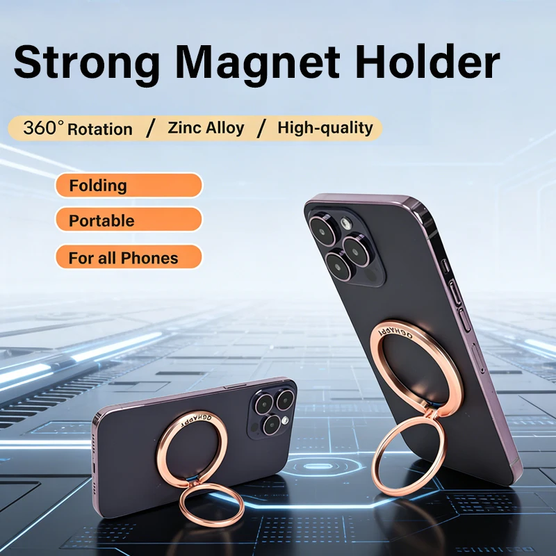 360 °   Drehbarer magnetischer Handyhalter für MagSafe – faltbarer Legierungsständer mit galvanisierter Metallhalterung für iPhone 17 16 Pro