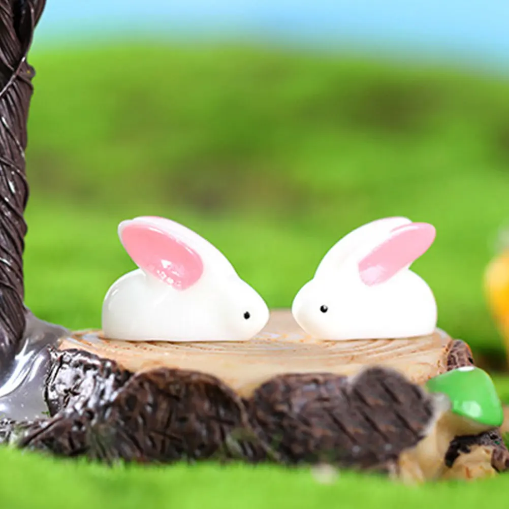 

25Pcs Miniature Rabbit Safe Resin Craft Lightweight Animal Ornaments Cute Small Bunny Statues for Micro Landscape Garden Desktop