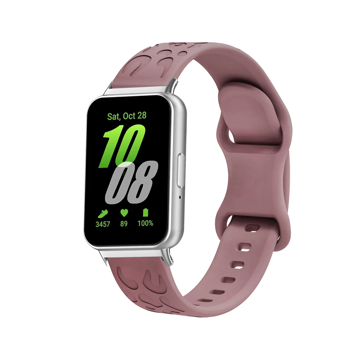 삼성 갤럭시 핏 3 SM-R390 시계 밴드 스트랩, 레오파드 질감 고무, 부드럽고 내구성 있는 실리콘 시계 밴드