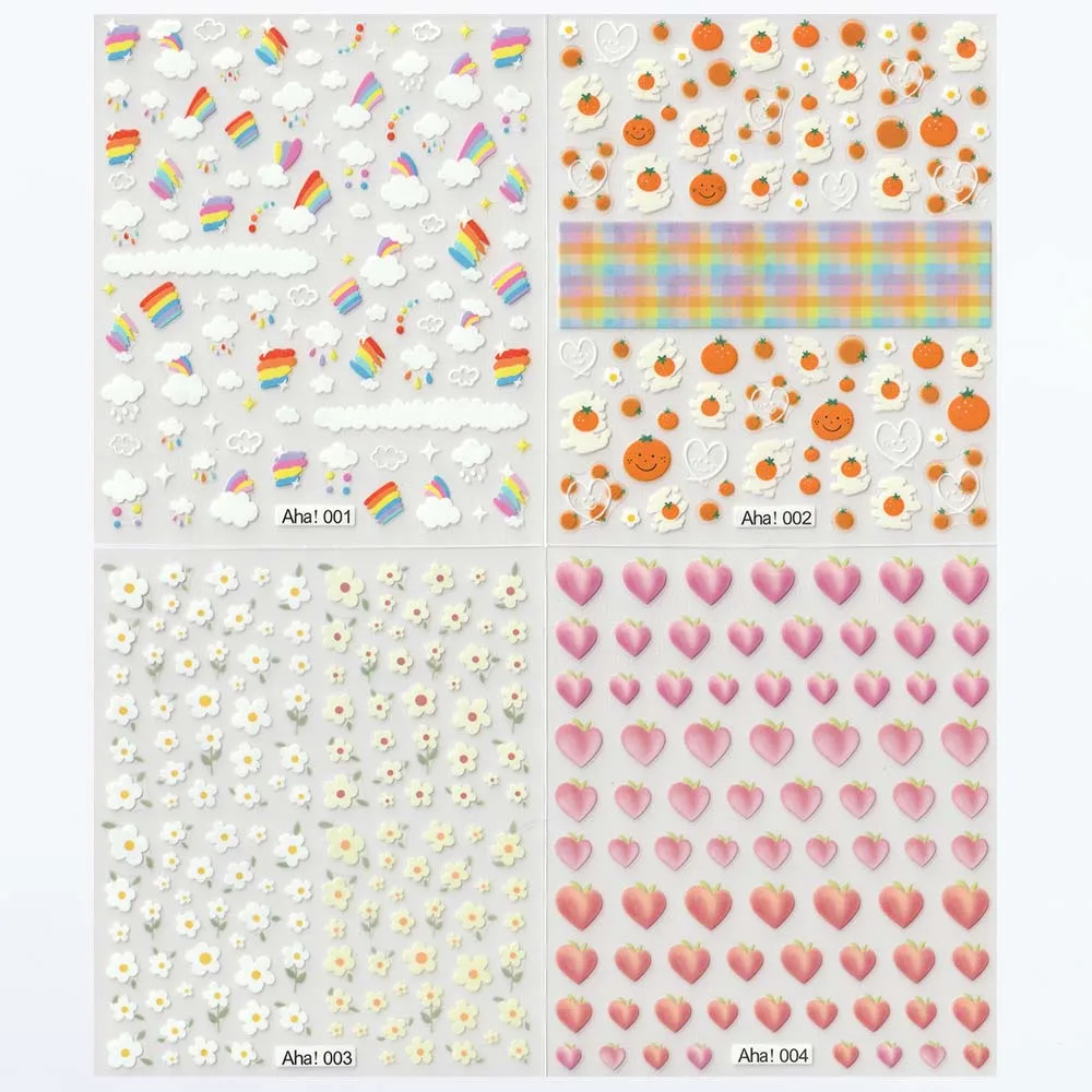 1pc Spring Summer Flower tulip Nail Art Stickers Rainbow Lovely Bear Self Adhesive Decals Nail Stickes 3D Manicure Designs #1