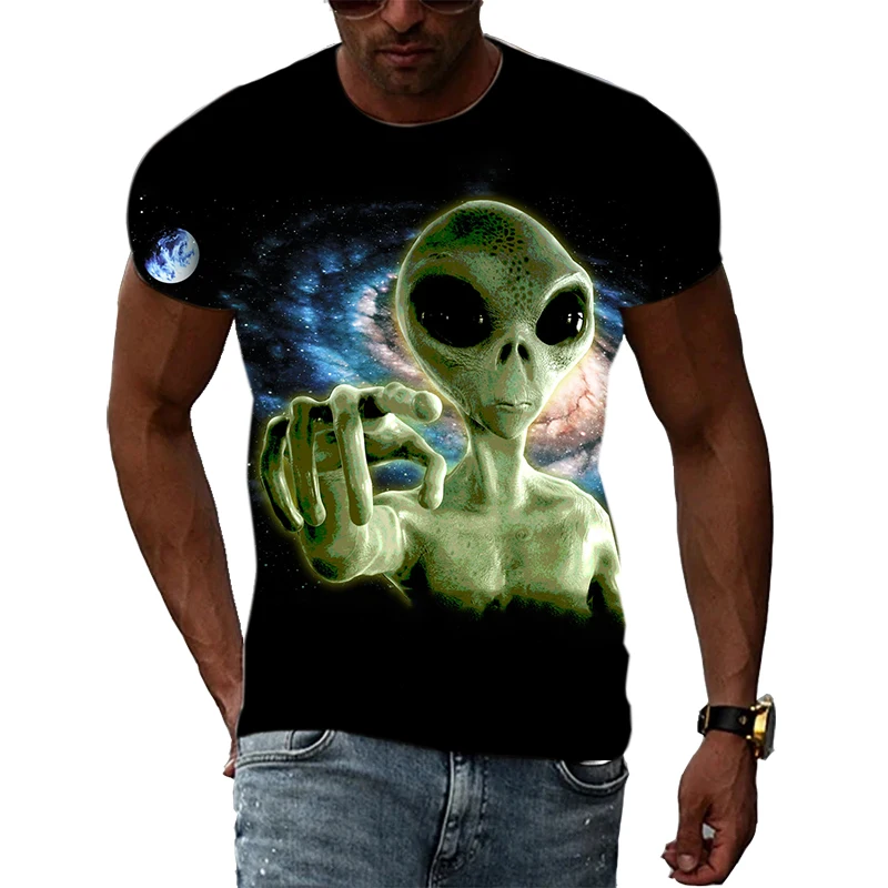 Ufo Alien Science Fiction Paranormal 3D Printed Four Seasons Men Women Children Hip Hop Personality Round Neck Short Sleeve Tees