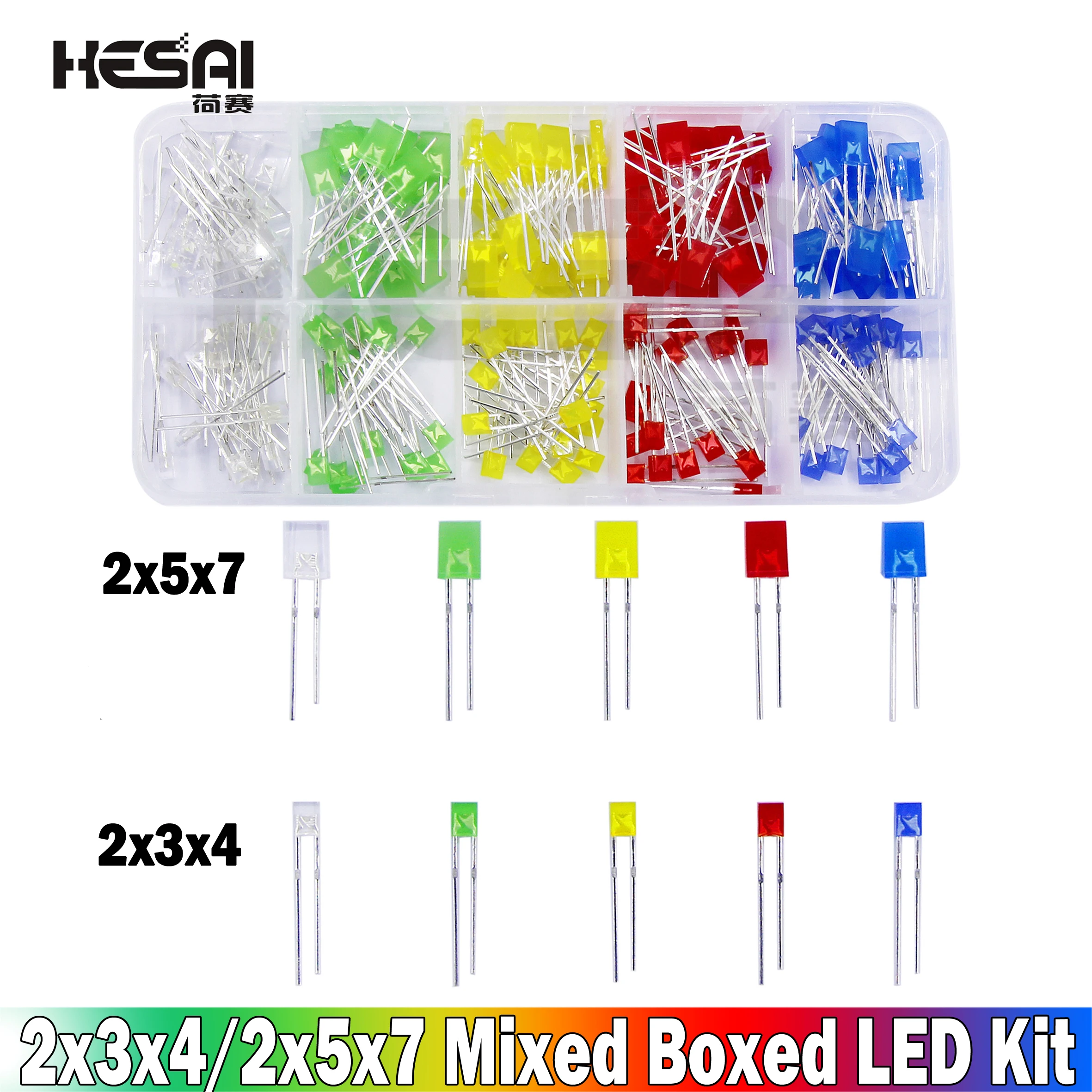 2x3x4 2x5x7 Square 5-Color Short-LEG Light-Emitting Diode LED In-Line Lamp Beads Boxed/bagged Electron DIY for Arduino Diy Kit