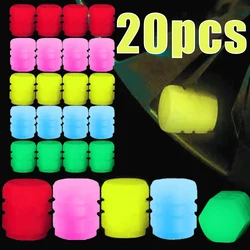 20Pcs Mini Luminous Tire Valve Caps Car Motorcycle Colorful Glowing Valve Cover Tire Wheel Hub Styling Decor Auto Accessories