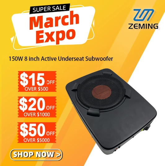 

150W 8 Inch Active Underseat Car Subwoofer Powerful Deep Bass Compact Slim Design for Car Audio System Universal Fit