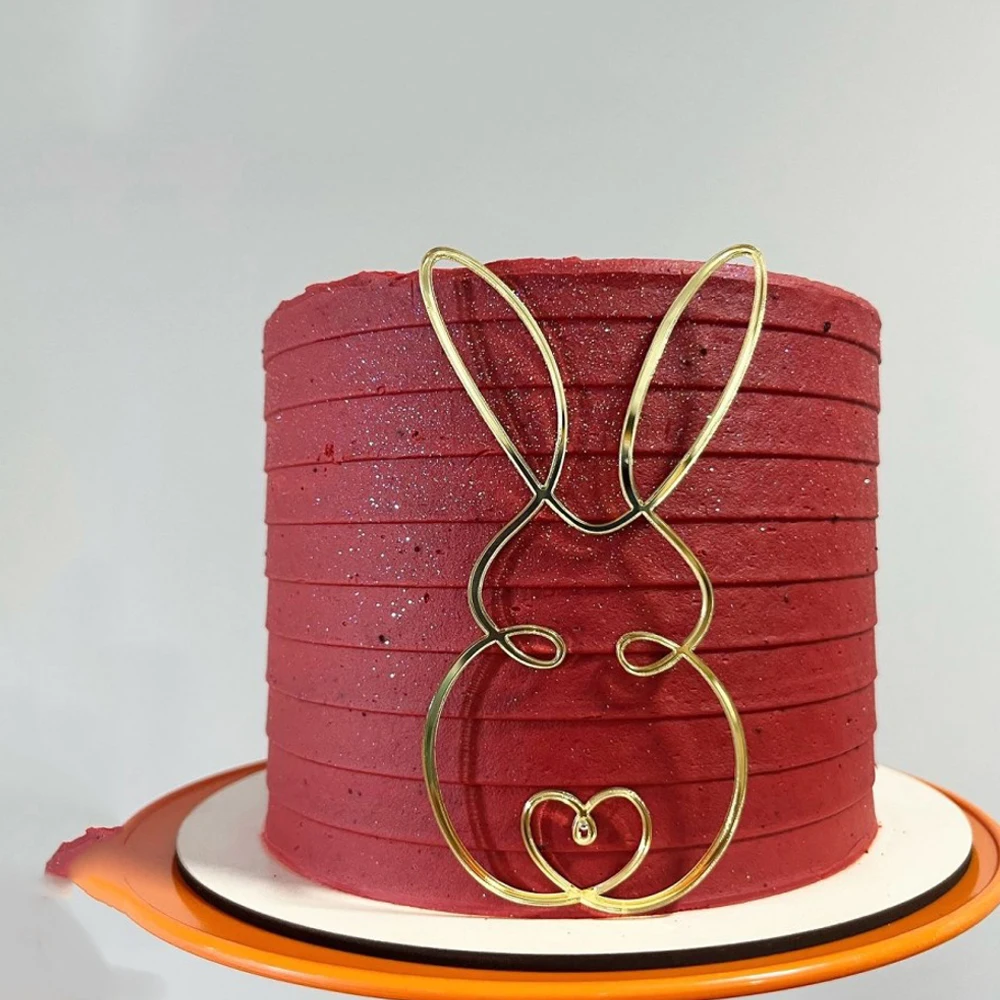 Creative Acrylic Rabbit Happy Easter Cake Topper Decor for Easter Party DIY Cake Dessert Decoration Tools