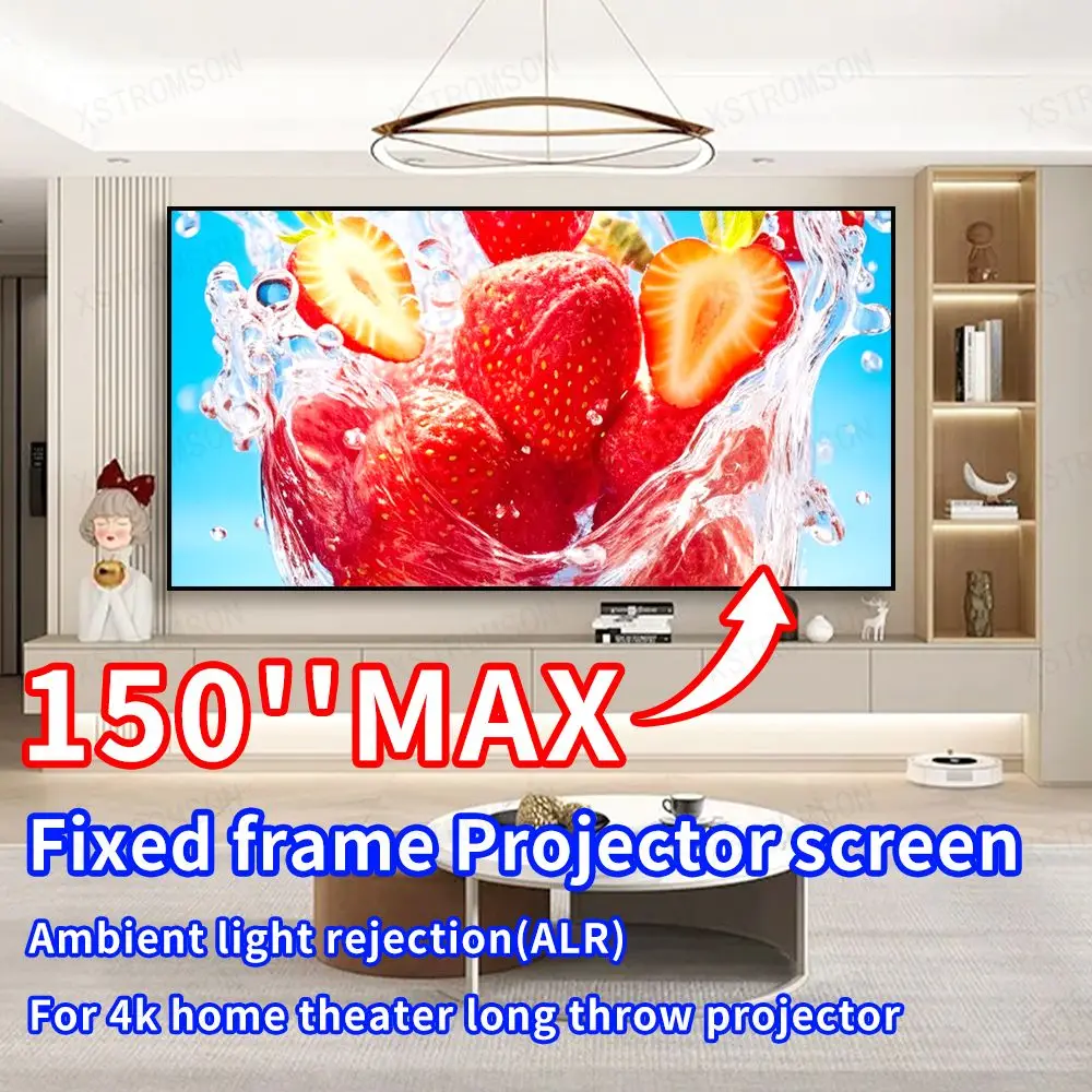 

Ambient Light Rejecting ALR Projector Screen 72" 84" 92" 100" 120" 133" 150" inch CLR Anti-Light Projection Curtain with Frame