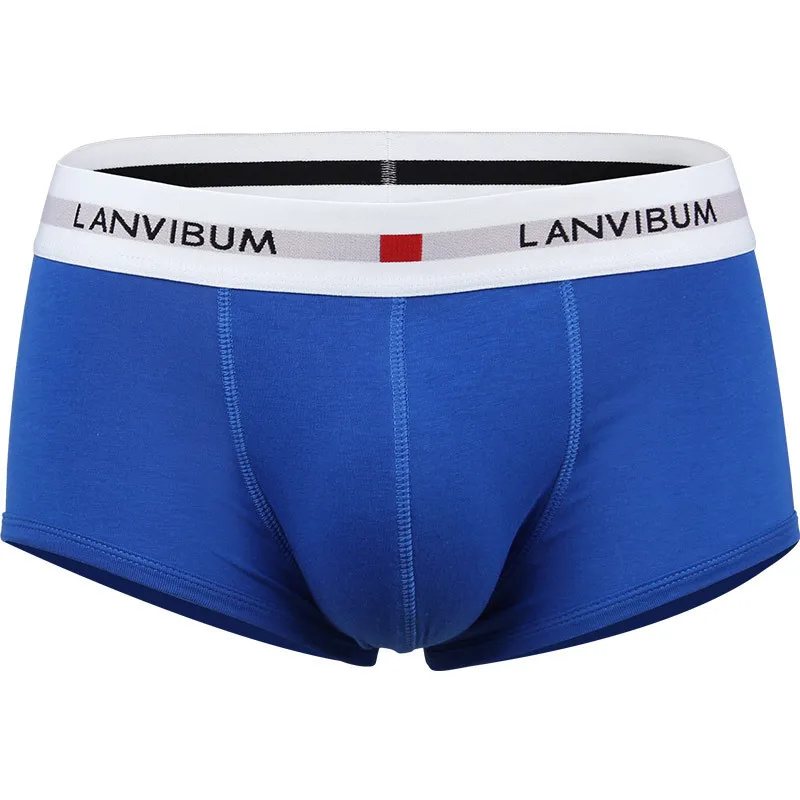 

Men Cotton Boxer Briefs Contrast Letter Print Waistband Solid Soft Breathable U Convex Pouch Mid Rise Male Underwear
