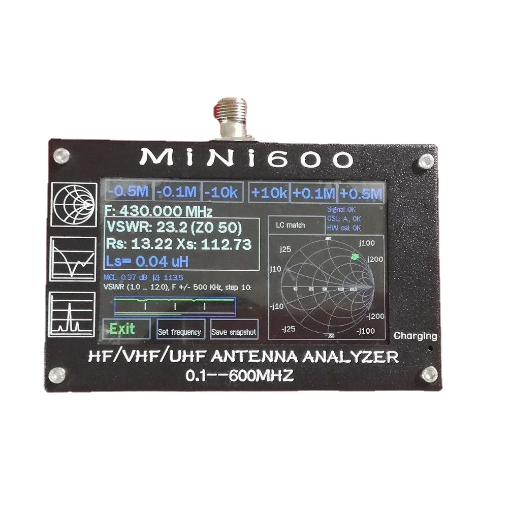 0.1-600MHz HF/VHF/UHF ANT SWR Antenna Analyzer Meter Frequency Sweep + Battery