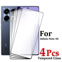 2/3/4PCS For Infinix Note 40 Tempered Glass For Infinix Note 40 Screen Protector HD Full Cover Glue Protective Glass For Note 40