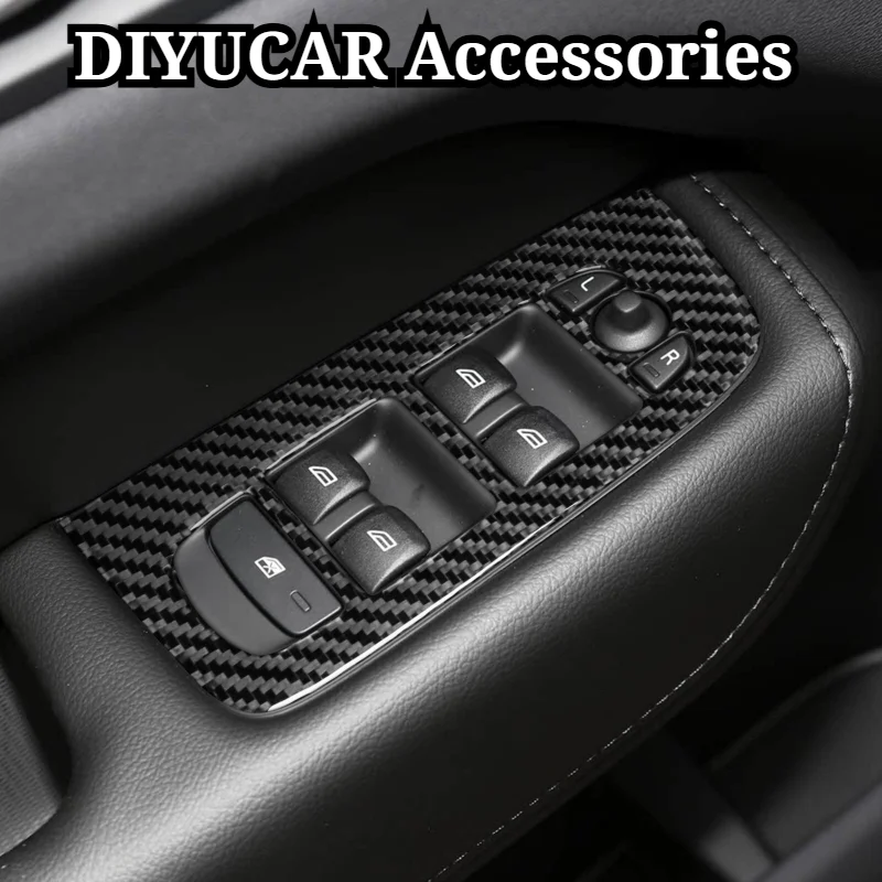 For Volvo XC60 2018-2025 Soft Carbon Fiber Car Window Lift Switch Button Cover Trim Interior Car Accessories LHD RHD