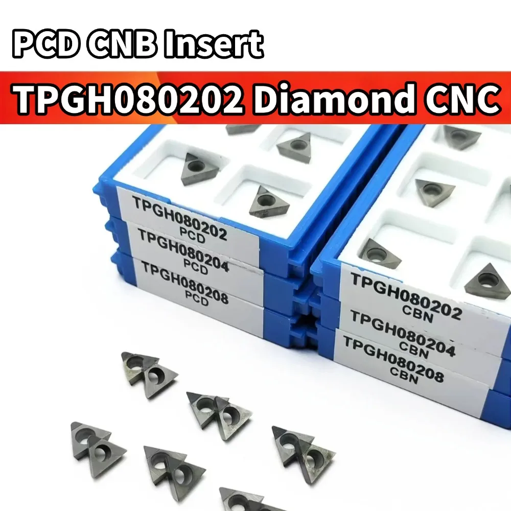 

CBN PCD TPGH080202 TPGH080204 TPGH080208 Boron Nitride Insert PCD Is for Aluminum and Copper CBN Is for Hardened Steel TPGH 0802
