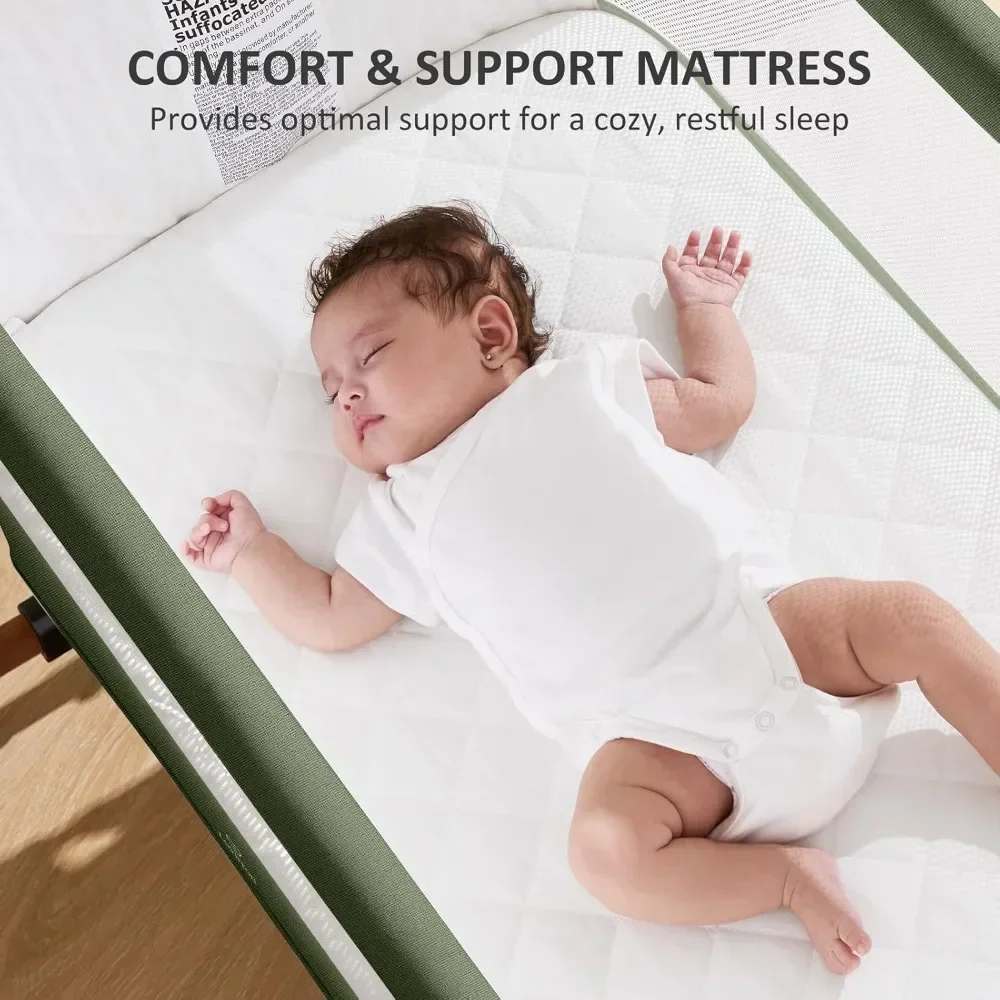 3 in 1 Baby Bassinet, Rocking Bassinet, Bedside Bassinet, 6-Height Adjustable, Bassinet Bedside Sleeper, Bedside Bassient for Ba