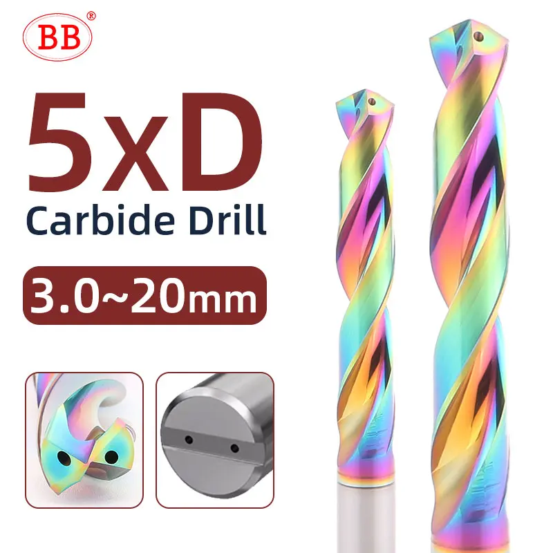 BB wiertło z węglika spiekanego wewnętrznego chłodzenia DLC PRO wiercenie otworów wiertło 5xD narzędzie CNC do cięcia aluminium średnica 3.0-20mm
