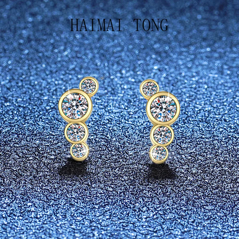 

HAIMAITONG PT950 Популярные серьги-гвоздики с платиновым муассанитом, серьги-гвоздики на ветру, Япония и Южная Корея простые