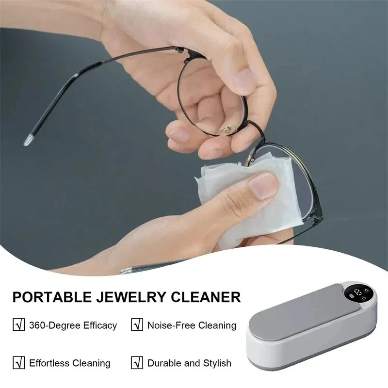 Xiaomi Ultrasonic Cleaner 50KHZ 450ml USB Portable Deep Clean for Jewelry Ring Glasses Makeup Brushes Home & Travel Quiet Design