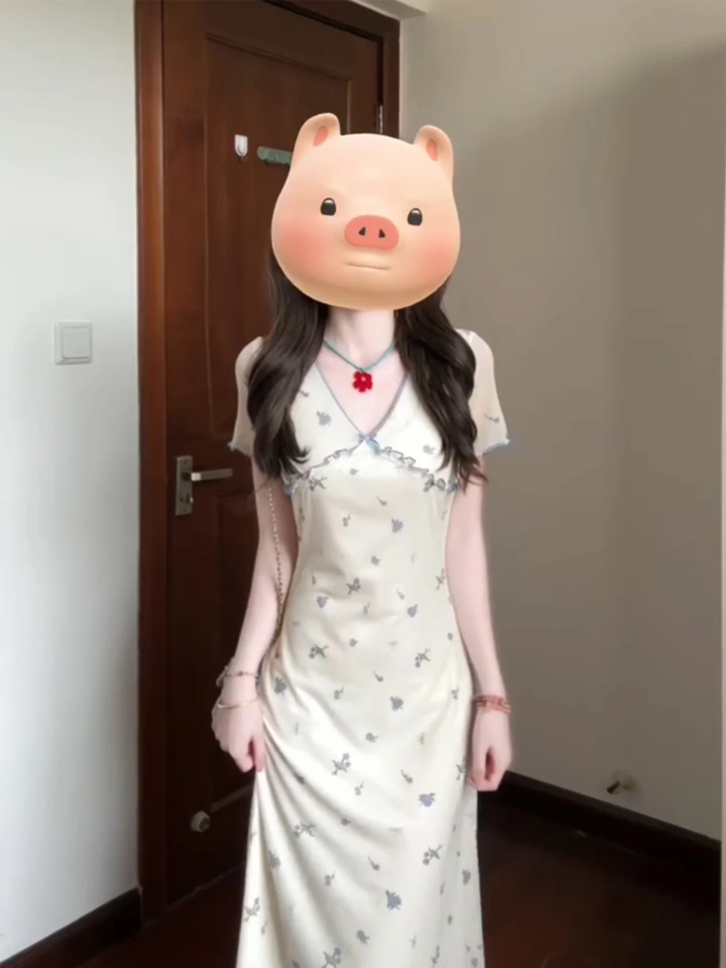 

XZY Gentlewoman Sle Floral Print Maxi Dr V-Ne Summer Tea Break Casual Commute High Waist Slim Fit Long Skirt for plus ...