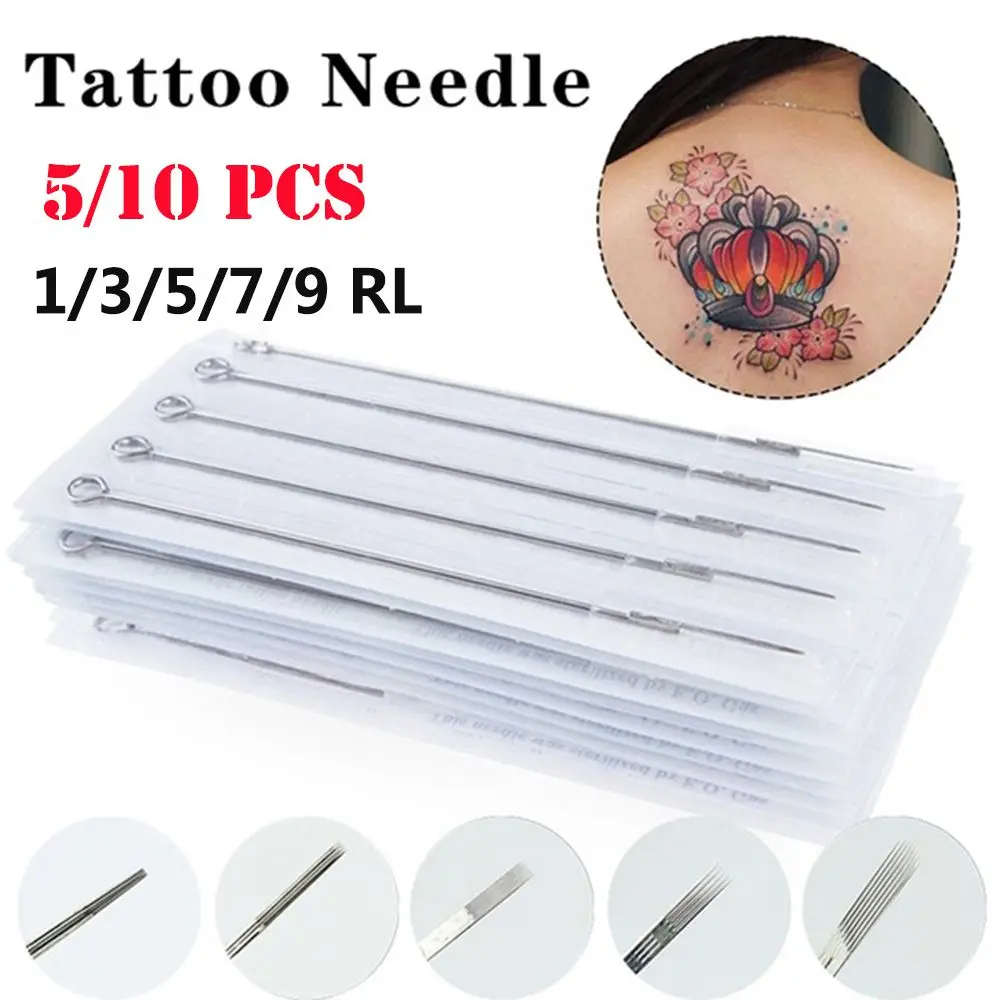 5/10 Pcs Tattoo Supplies Disposable Standard Length Sterile Needles 1/3/5/7/9/11 RL Tattoo Needles Stainless Steel