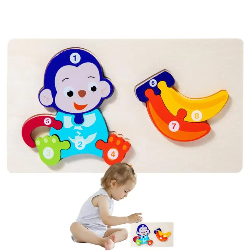 

Wooden Animal Jigsaw Puzzle Montessori Educational Wooden Puzzles With Animal Shapes Portable Stacking Game Preschool Toys